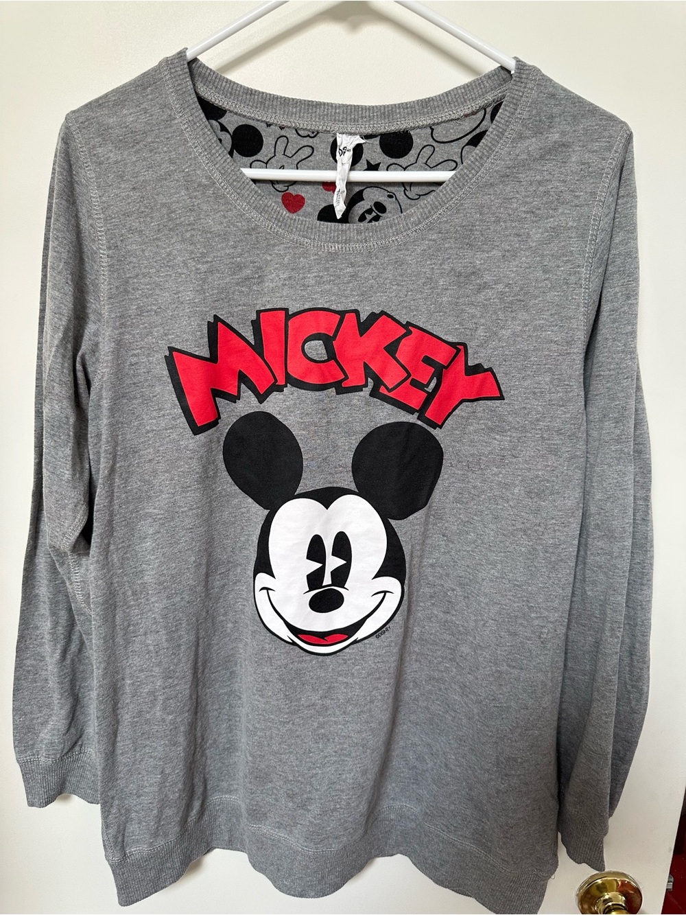 Disney Mickey Grey Long-Sleeve Top